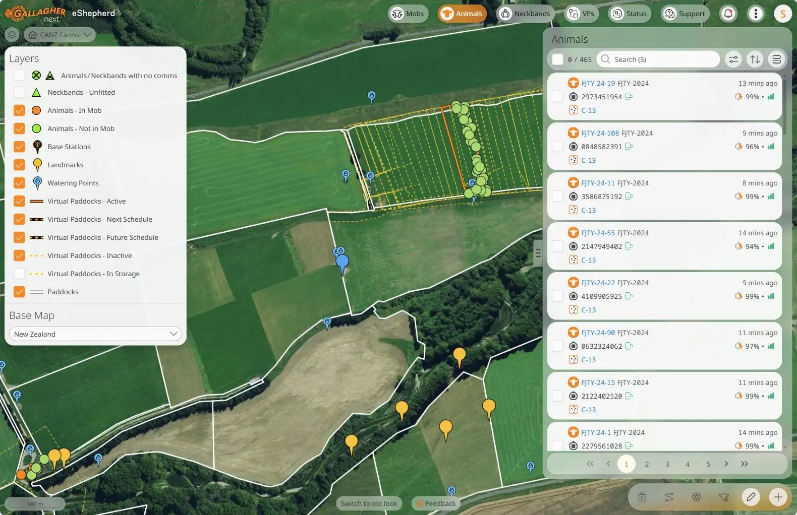 Manage your animals · Map layers, on or off.